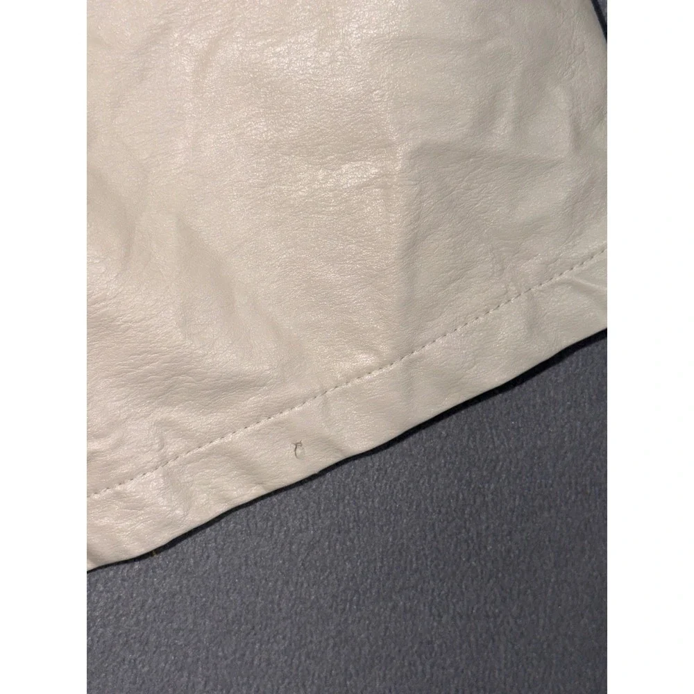 Olivaceous Small Faux Leather High‎ Waisted Shorts Cream Neutral Minimalist Chic